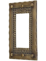 Bungalow Style Single GFI Outlet Cover Plate In Antique Brass.
